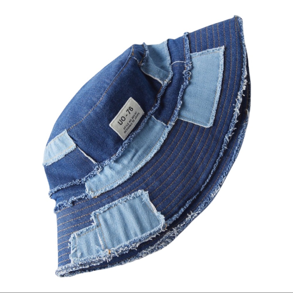 Urban Outfitters Patchwork Bucket Hat Blue Denim Canvas One Size Unisex NEW - Picture 4 of 6
